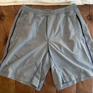 Patterned Gray and Blue Shorts